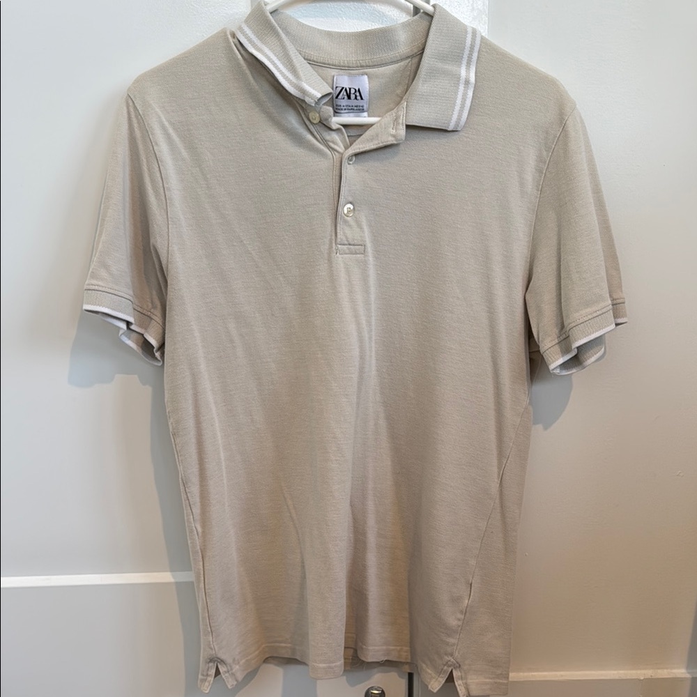 Zara Men's Beige Polo Shirt